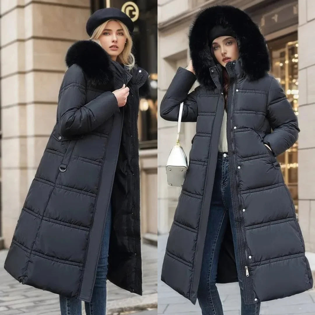 Jonna - Women's Long Puffer Parka with Faux Fur Hood