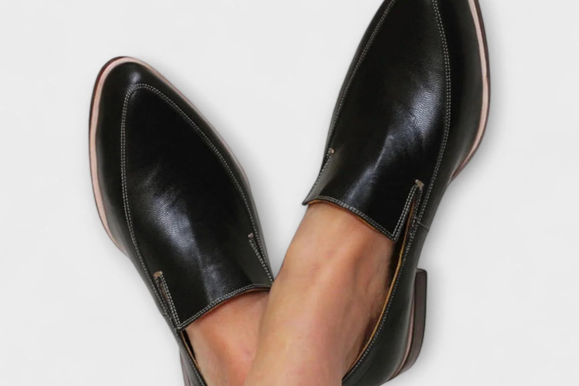 Jorah - Women's Black Leather Pointed-Toe Slip-On Loafers - Black