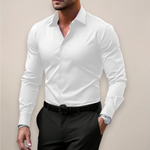 Jory - Men's Tailored Fit Long Sleeve Dress Shirt - White