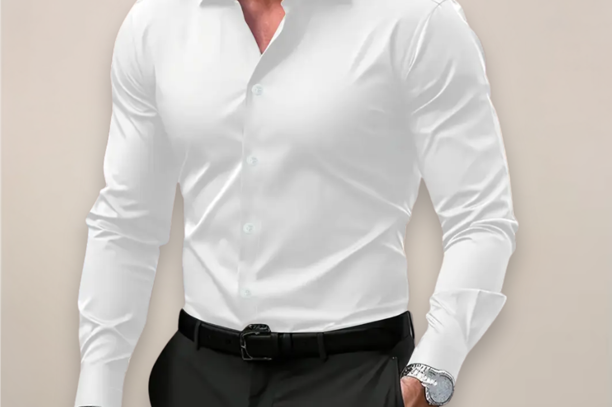 Jory - Men's Tailored Fit Long Sleeve Dress Shirt - White