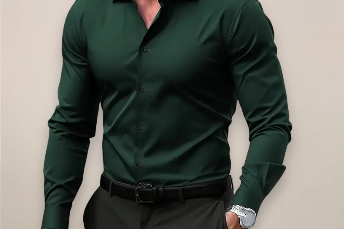 Jory - Men's Tailored Fit Long Sleeve Dress Shirt - Green