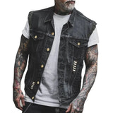 Joseph - Men's Distressed Denim Vest with Button Front