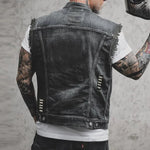Joseph - Men's Distressed Denim Vest with Button Front