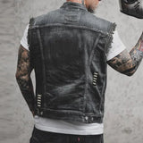 Joseph - Men's Distressed Denim Vest with Button Front