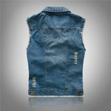 Joseph - Men's Distressed Denim Vest with Button Front