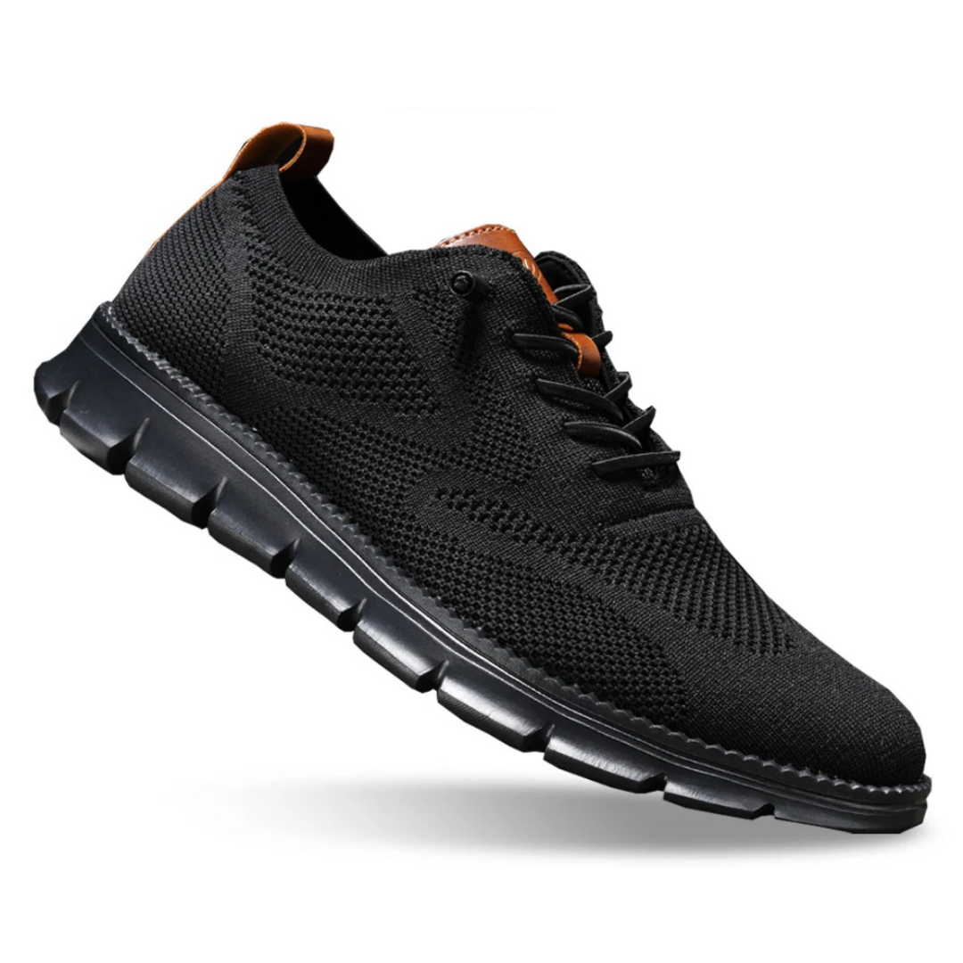 Jude - Men's Cushioned Breathable Mesh Walking Sneakers - Double Black