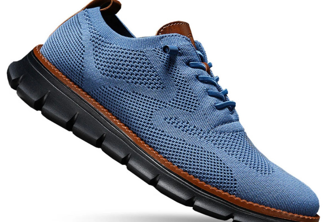 Jude - Men's Cushioned Breathable Mesh Walking Sneakers - Blue Black
