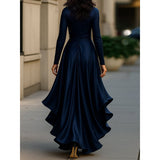 Jytte - Women's Long Sleeve Wrap V-Neck Maxi Dress