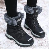 Kalinda - Women's Faux Fur Lined Lace-Up Winter Boots - Black