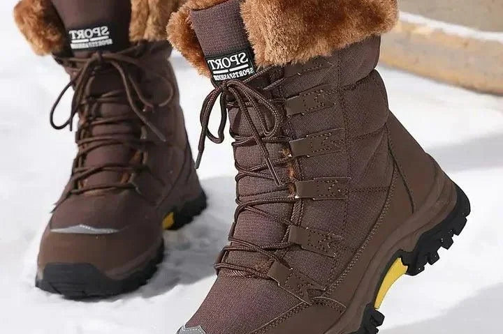 Kalinda - Women's Faux Fur Lined Lace-Up Winter Boots - Brown