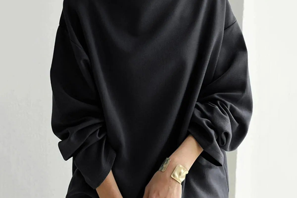 Karin - Women's Oversized Roll Neck Knit Top