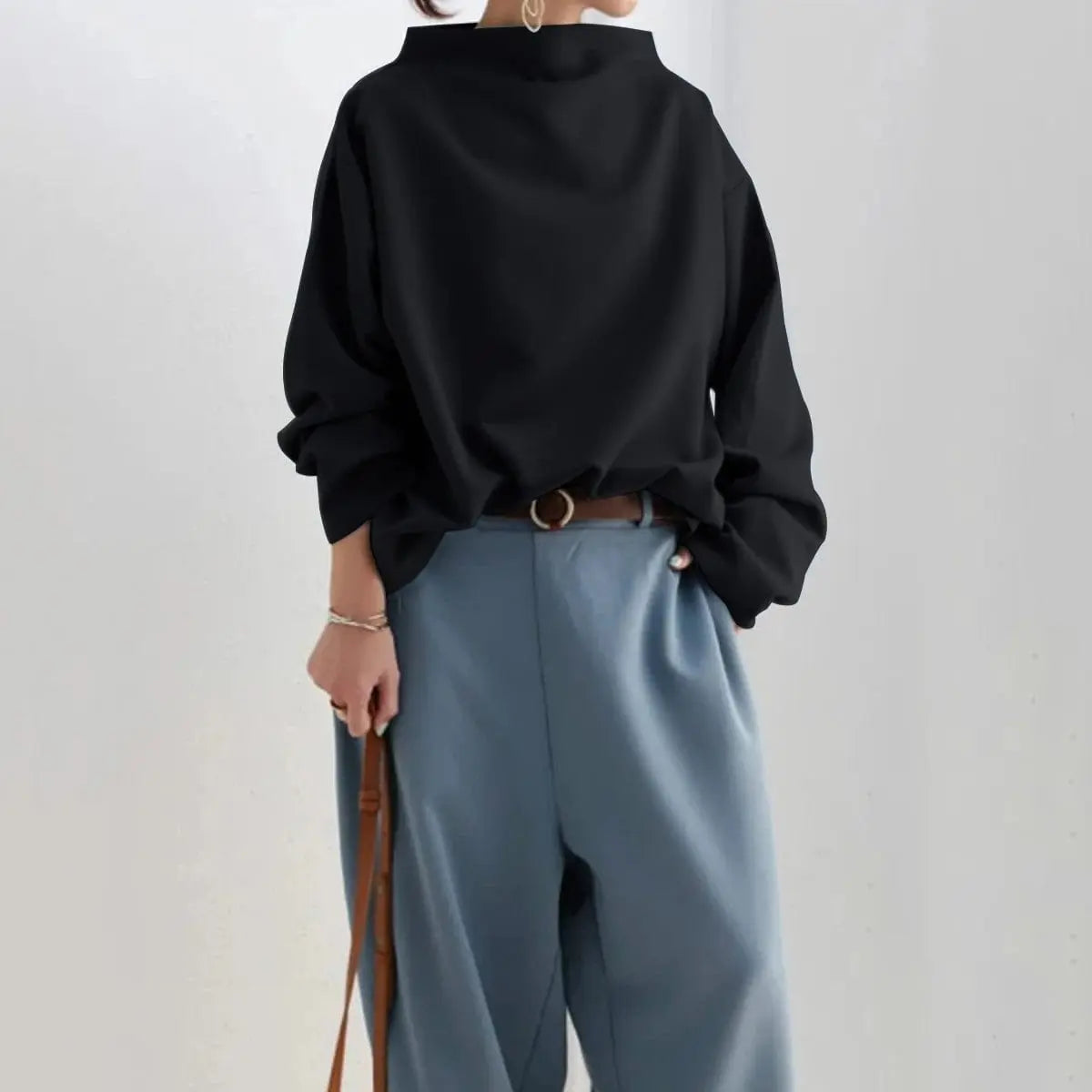 Karin - Women's Oversized Roll Neck Knit Top