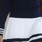 Katie - Women's Striped Knit Dress with Pleated Skirt