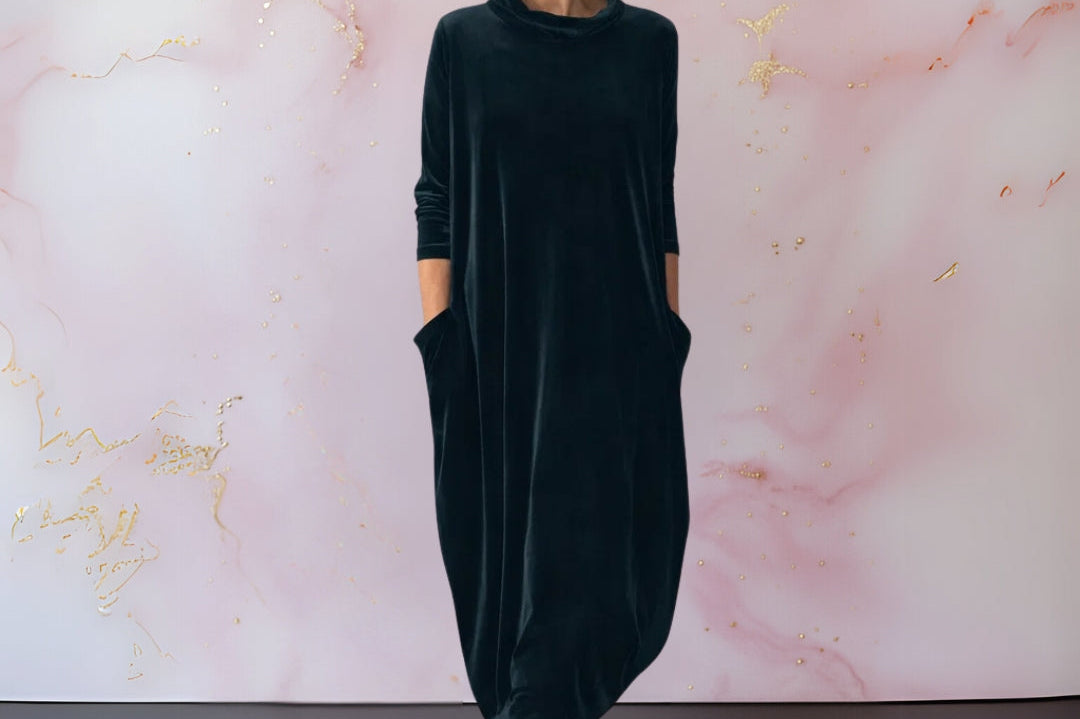 Women's Velvet Maxi Dress | Draped Elegant Evening Dress