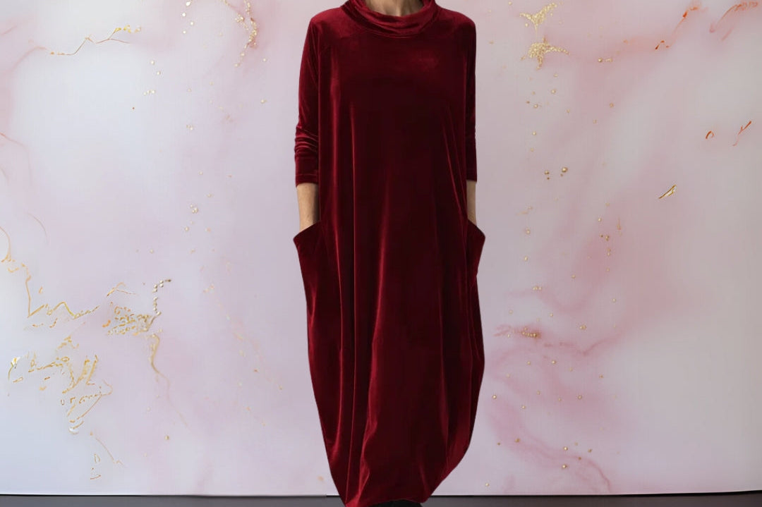Women's Velvet Maxi Dress | Draped Elegant Evening Dress