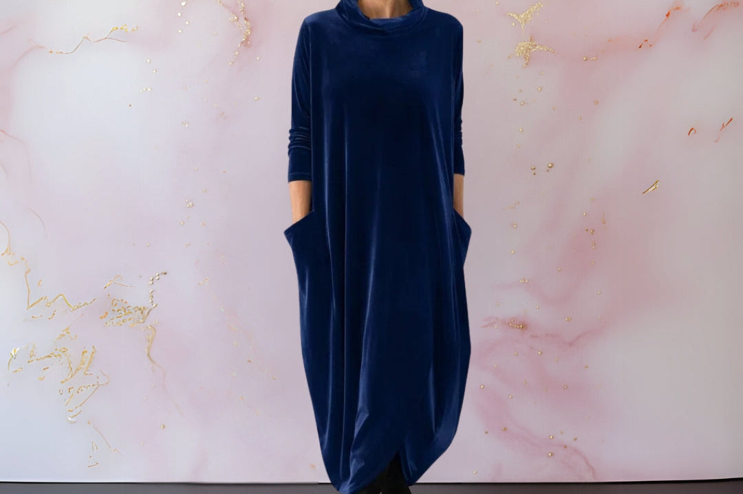 Women's Velvet Maxi Dress | Draped Elegant Evening Dress