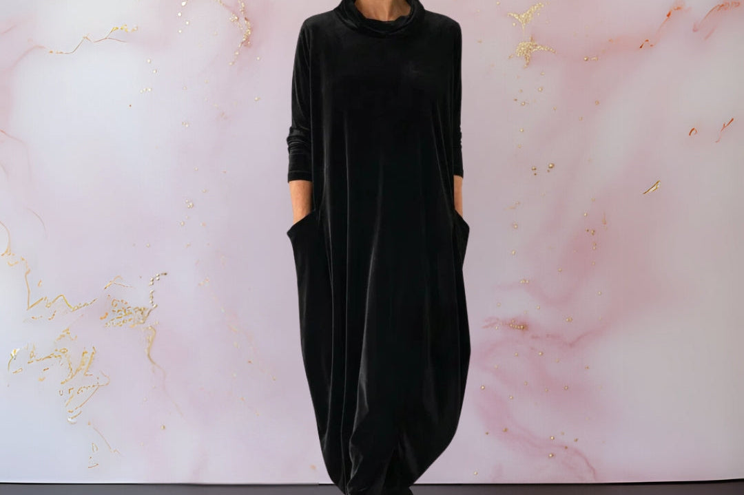 Women's Velvet Maxi Dress | Draped Elegant Evening Dress