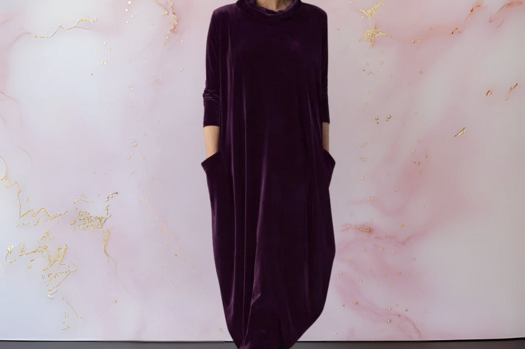 Women's Velvet Maxi Dress | Draped Elegant Evening Dress
