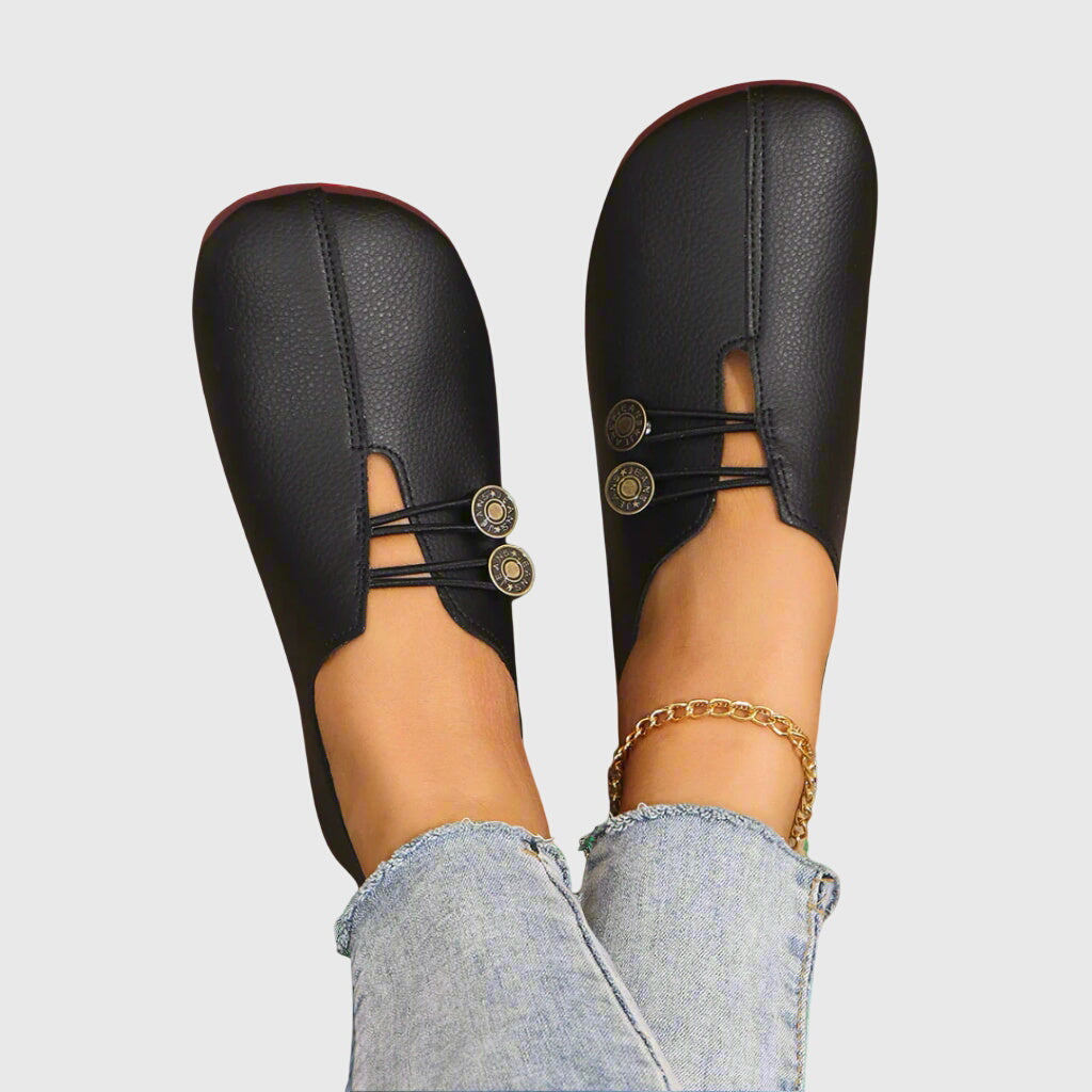 Katrien - Women's Soft Slip-On Flats with Button Detail