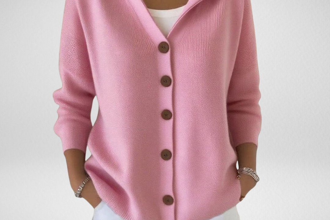 Kay - Women's Hooded Knit Cardigan with Button Front