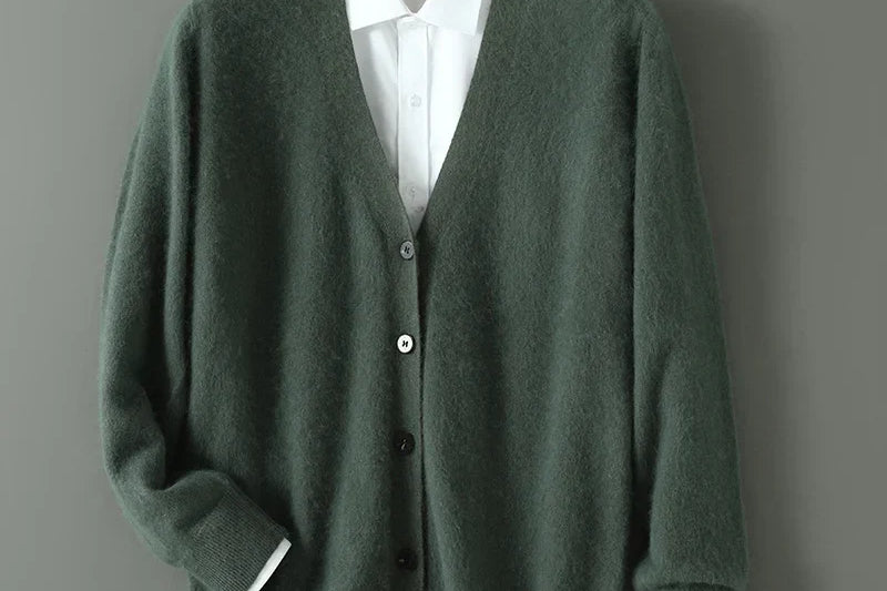 Keaton - Men's Lightweight Cashmere-Blend Button Cardigan - Green