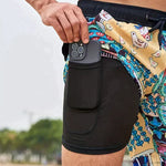 Keith - Men's Printed Swim Trunks with Compression Liner - Yellow Paisley