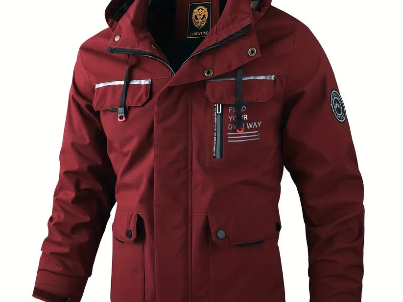 Kellan - Men's Waterproof Insulated Hooded Winter Jacket - Bordeaux
