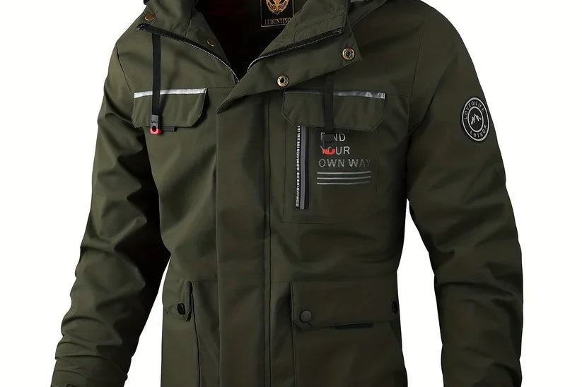 Kellan - Men's Waterproof Insulated Hooded Winter Jacket - Dark Green