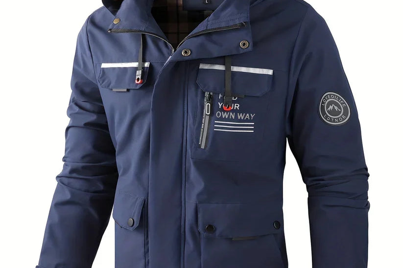 Kellan - Men's Waterproof Insulated Hooded Winter Jacket - Navy Blue