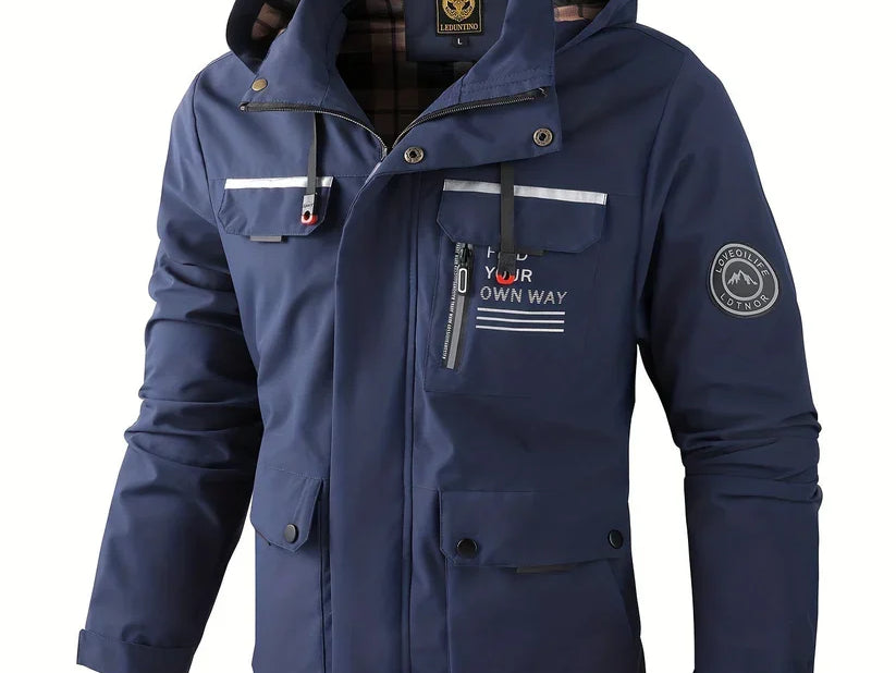 Kellan - Men's Waterproof Insulated Hooded Winter Jacket - Navy Blue