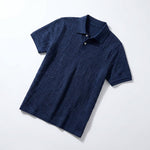 Ken - Men's Cable Knit Polo Shirt with Ribbed Collar