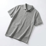 Ken - Men's Cable Knit Polo Shirt with Ribbed Collar