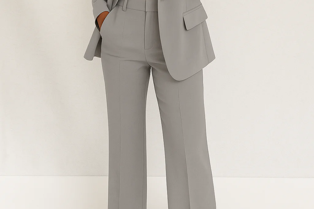 Kezia - Women's Two-Piece Tailored Blazer and Trouser Suit - Gray