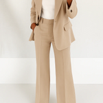Kezia - Women's Two-Piece Tailored Blazer and Trouser Suit - Beige