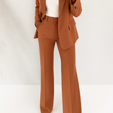 Kezia - Women's Two-Piece Tailored Blazer and Trouser Suit - Brown