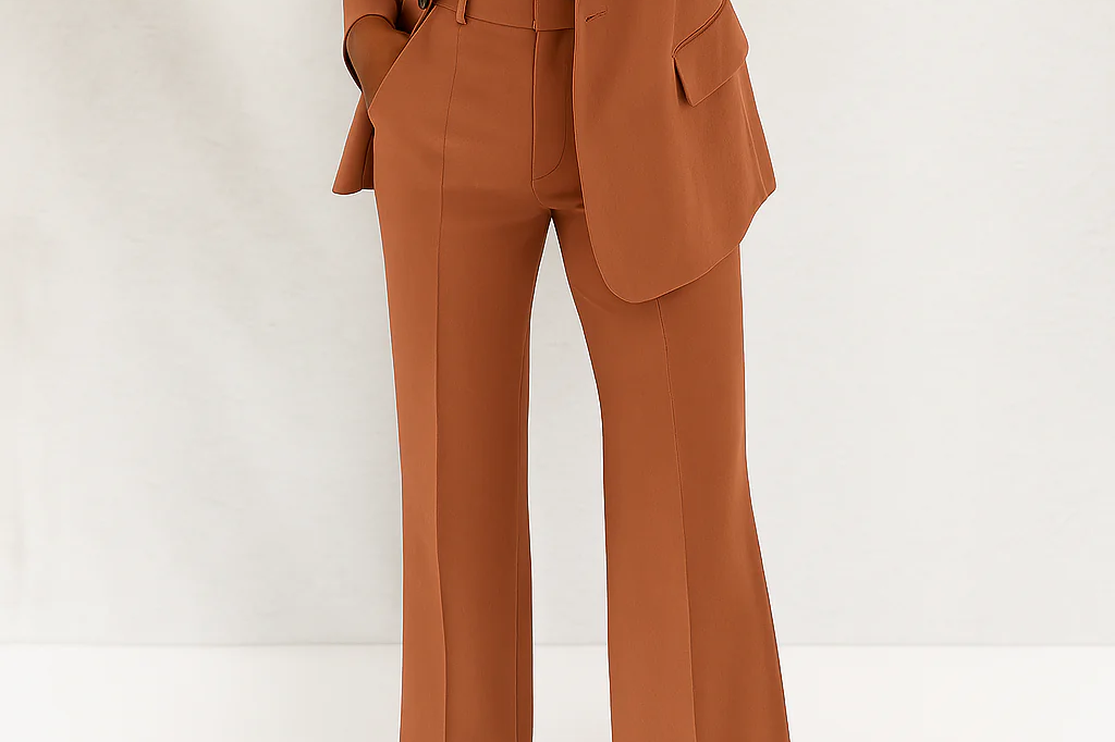 Kezia - Women's Two-Piece Tailored Blazer and Trouser Suit - Brown