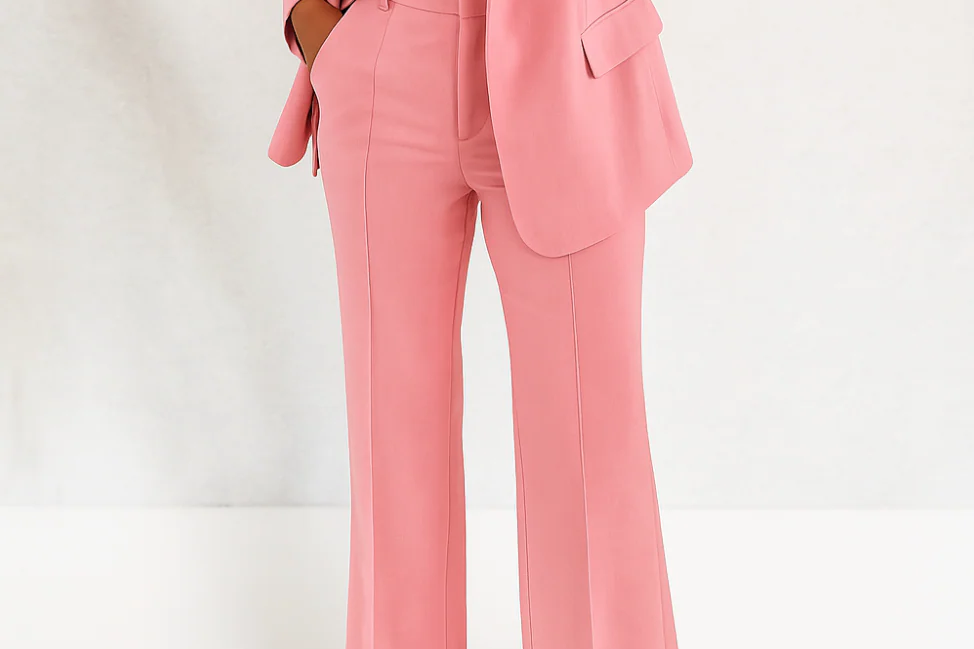 Kezia - Women's Two-Piece Tailored Blazer and Trouser Suit - Pink