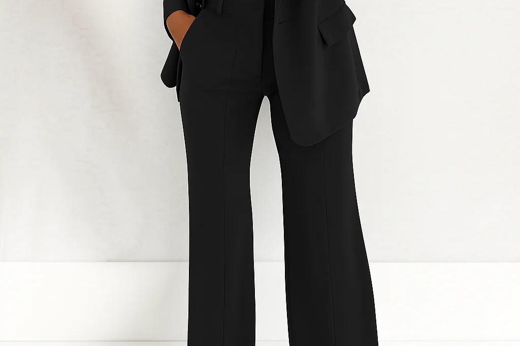 Kezia - Women's Two-Piece Tailored Blazer and Trouser Suit - Black