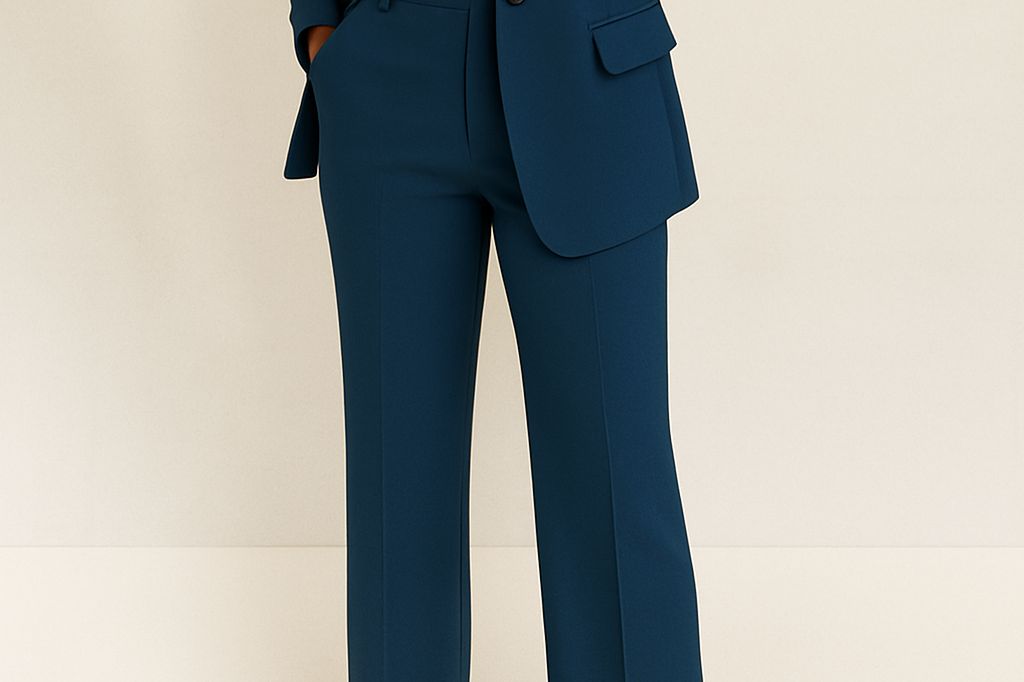 Kezia - Women's Two-Piece Tailored Blazer and Trouser Suit - Navy Blue