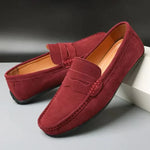 Kieran - Men's Suede Slip-On Loafers - Wine Red