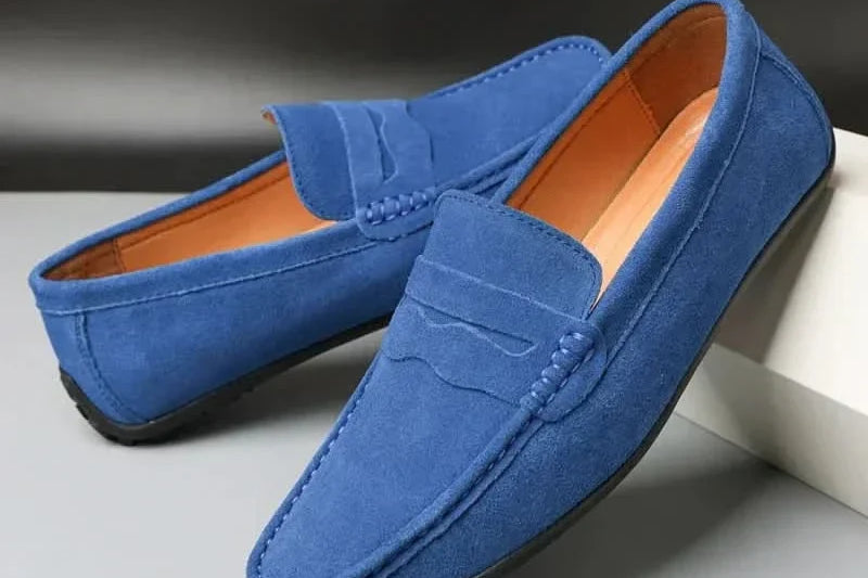 Kieran - Men's Suede Slip-On Loafers - Blue