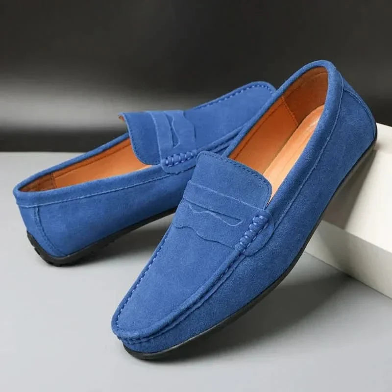 Kieran - Men's Suede Slip-On Loafers - Blue