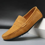 Kieran - Men's Suede Slip-On Loafers - Mustard Tan