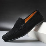 Kieran - Men's Suede Slip-On Loafers - Black