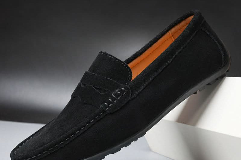 Kieran - Men's Suede Slip-On Loafers - Black