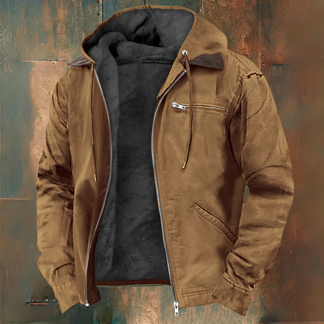 Killian - Men's Hooded Winter Jacket with Warm Lining - Brown