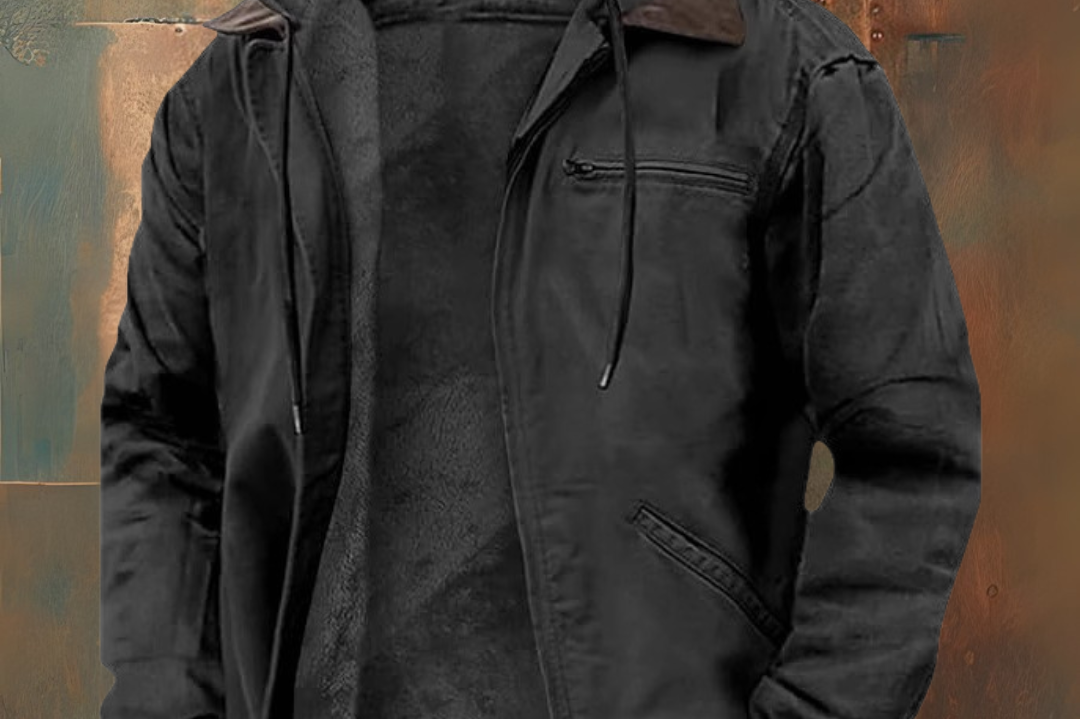 Killian - Men's Hooded Winter Jacket with Warm Lining - Black