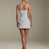 Klara - Women's Square Neck Ruffle Mini Party Dress