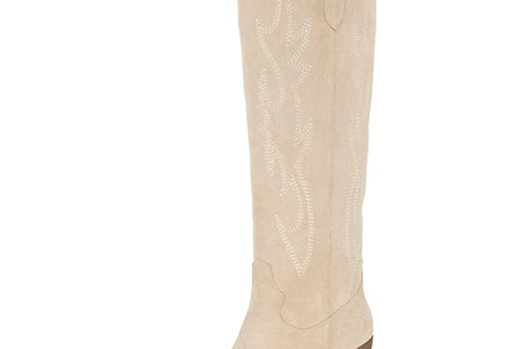 Women's Suede Western Cowboy Boots | Knee-High Block-Heel Boots