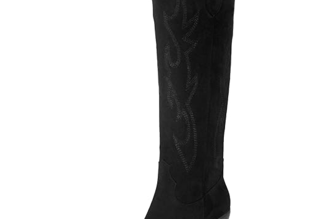 Women's Suede Western Cowboy Boots | Knee-High Block-Heel Boots